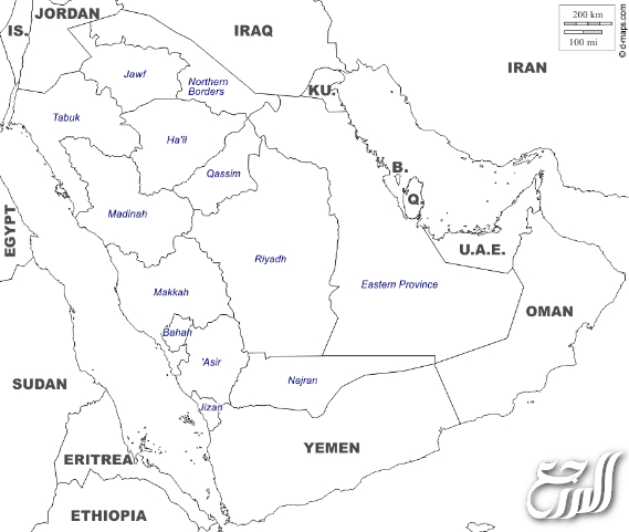 خريطة المملكة العربية السعودية للتلوين