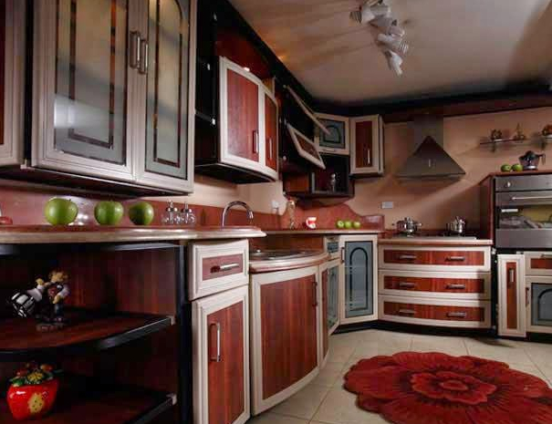 ديكورات مطابخ المنيوم خشبيه