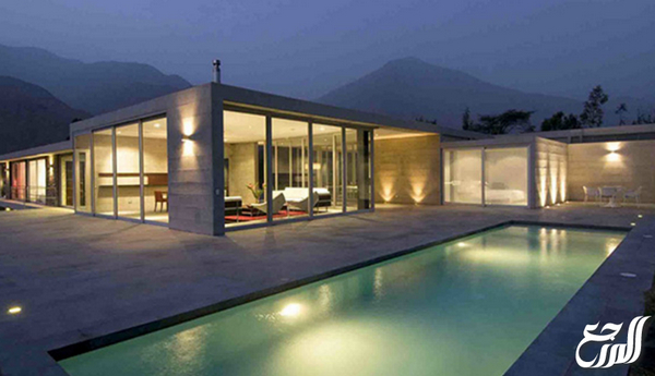 واجهات فلل زجاج مودرن ملون