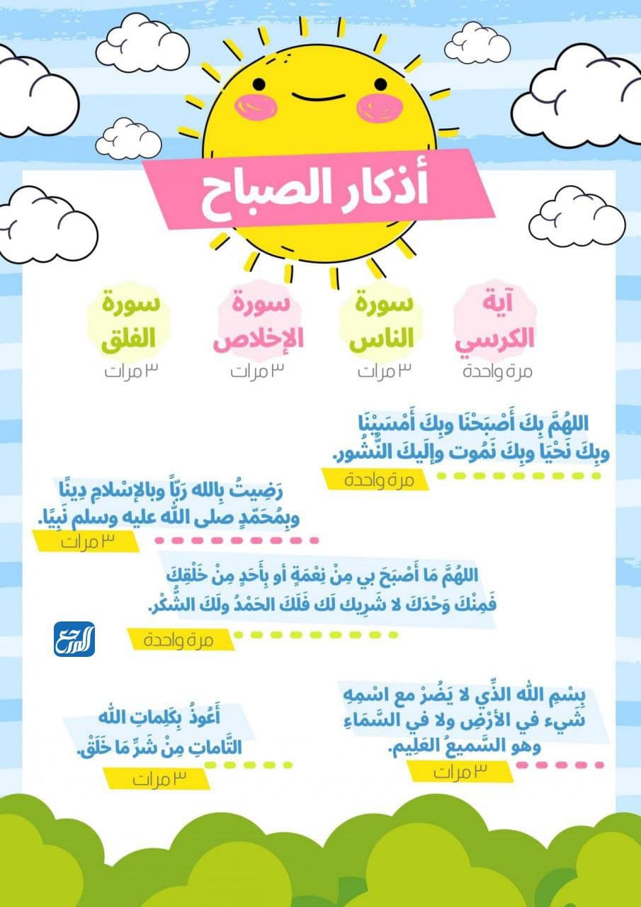 أذكار الصباح والمساء مكتوبة مختصرة