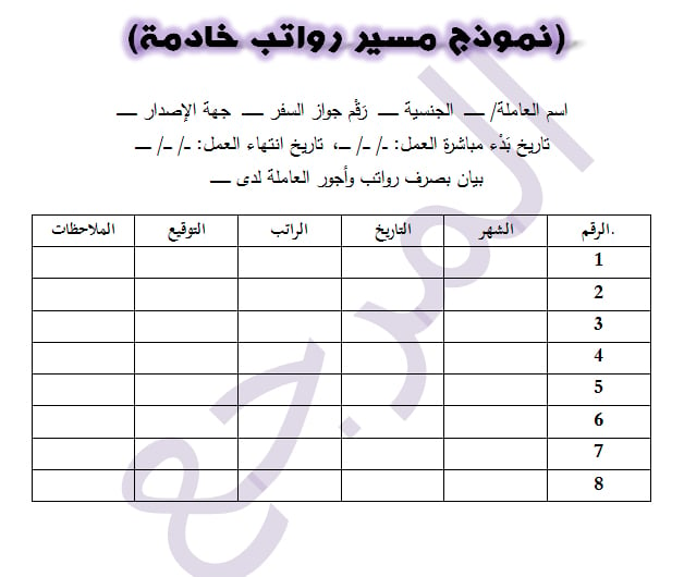 نموذج مسير رواتب pdf