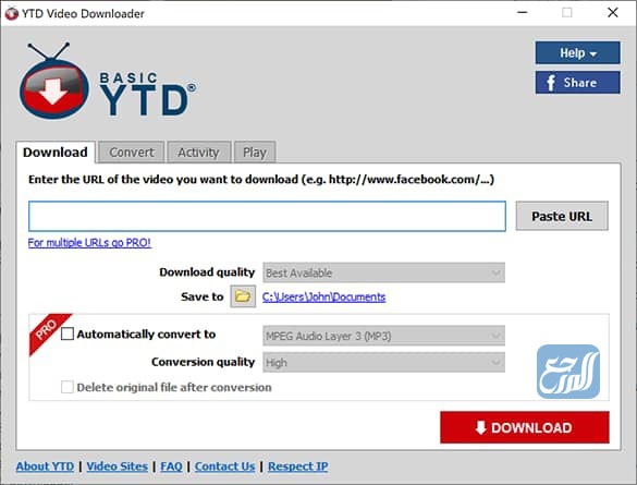 برنامج YTD Video Downloader