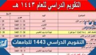 التقويم الدراسي 1443 للجامعات في السعودية
