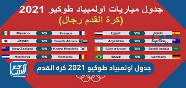 جدول اولمبياد طوكيو 2021 كرة القدم