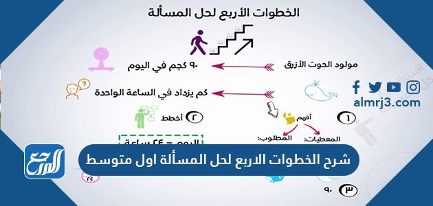 شرح الخطوات الاربع لحل المسألة اول متوسط