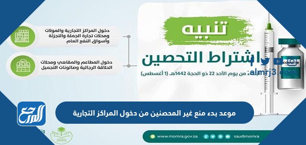موعد بدء منع غير المحصنين من دخول المراكز التجارية