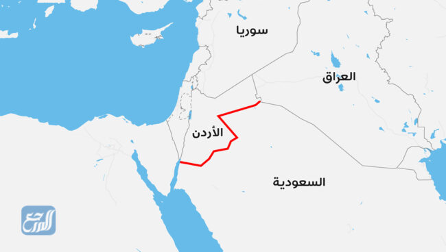 خريطة حدود السعودية مع الأردن