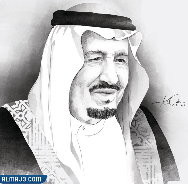 رسومات الملك سلمان أبيض وأسود مميزة