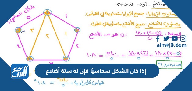 إذا كان الشكل سداسيًا فإن له ستة أضلاع