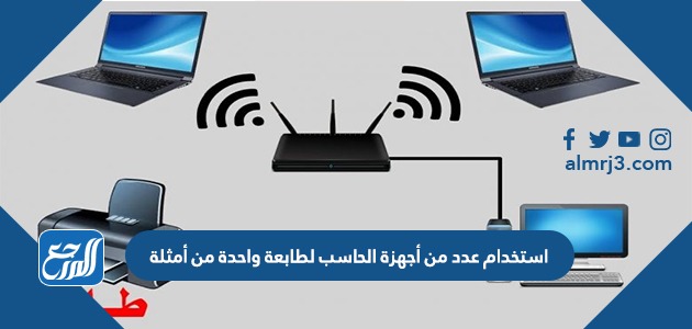 استخدام عدد من أجهزة الحاسب لطابعة واحدة من أمثلة