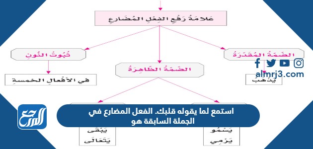 استمع لما يقوله قلبك. الفعل المضارع في الجملة السابقة هو