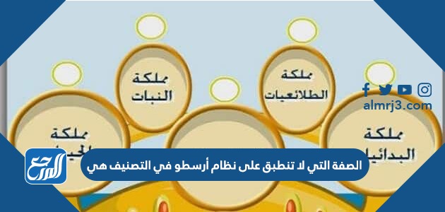 الصفة التي لا تنطبق على نظام أرسطو في التصنيف هي
