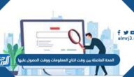 المدة الفاصلة بين وقت انتاج المعلومات ووقت الحصول عليها