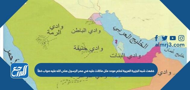 خضعت شبه الجزيرة العربية لحكم موحد مثل ماكانت عليه في عصر الرسول صلى الله عليه صواب خطأ