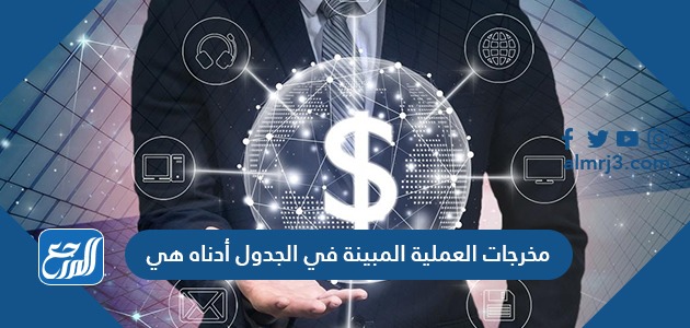 مخرجات العملية المبينة في الجدول أدناه هي
