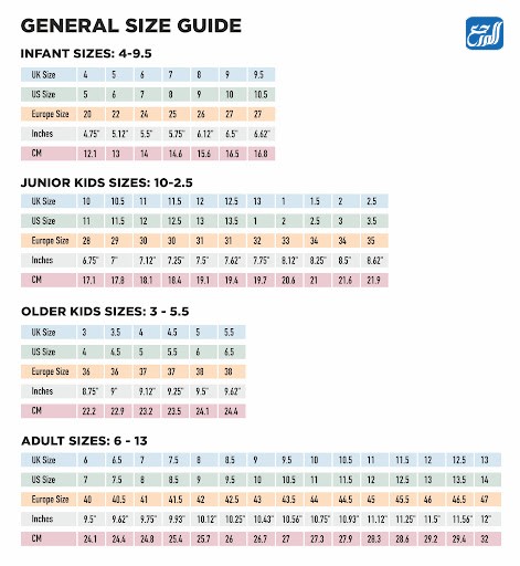 مقاس القدم حسب العمر