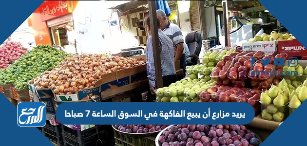 يريد مزارع أن يبيع الفاكهة في السوق الساعة ٧ صباحا