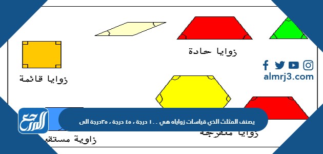 يصنف المثلث الذي قياسات زواياه هي ١٠٠ درجة ، ٤٥ درجة ، ٣٥درجة الى،