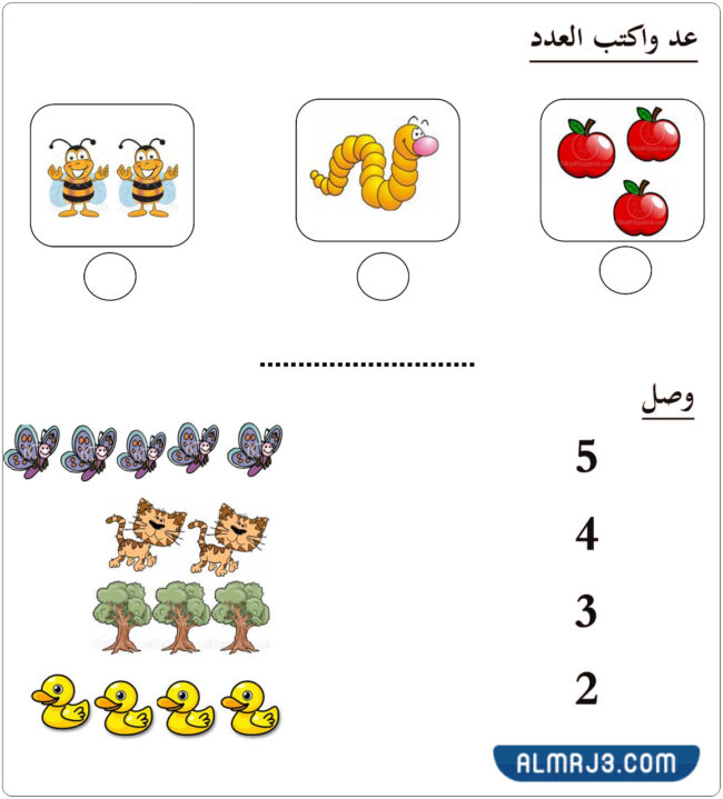 أوراق عمل لتدريب الطفل على الأرقام