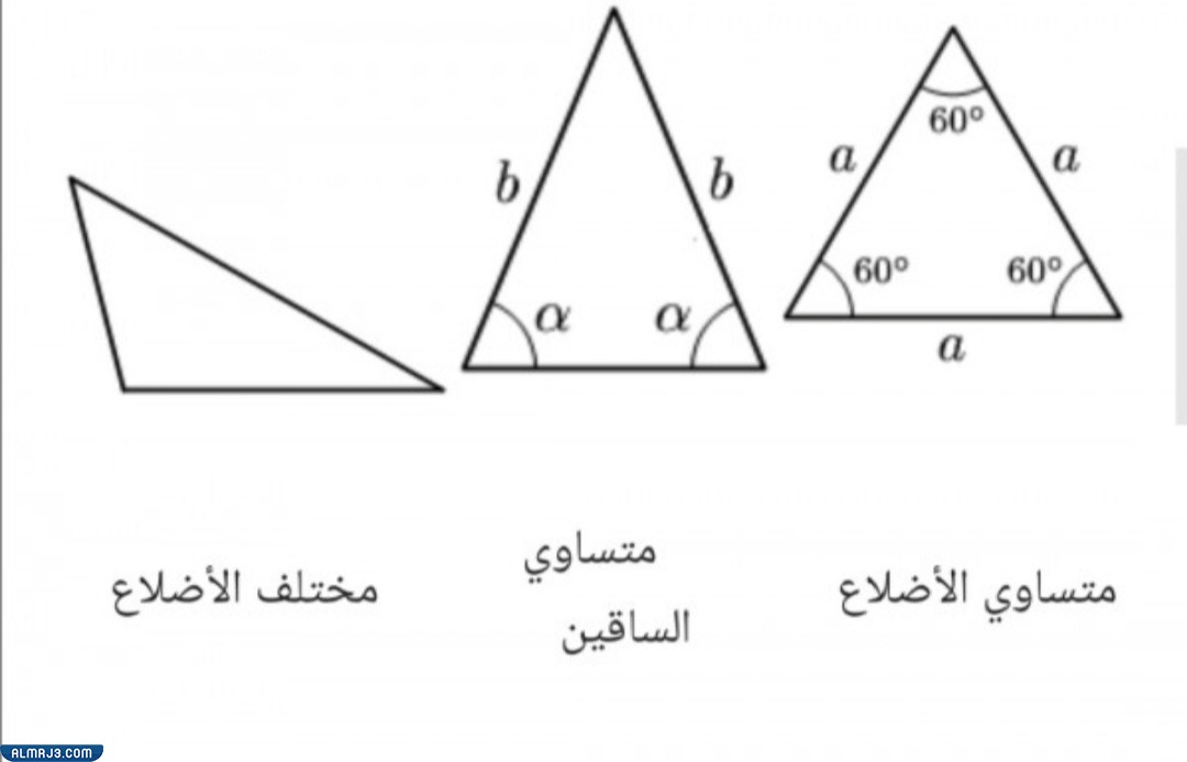 أنواع المثلث بحسب أطوال أضلاعه 