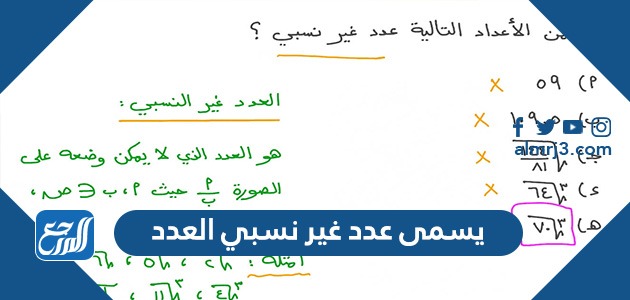 يسمى عدد غير نسبي العدد