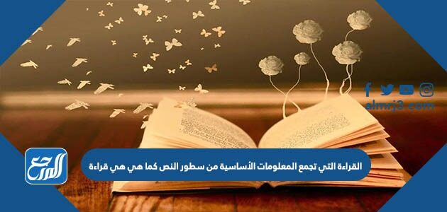 القراءة التي تجمع المعلومات الأساسية من سطور النص كما هي هي قراءة القراءة التي تجمع المعلومات الأساسية من سطور النص كما هي هي قراءة