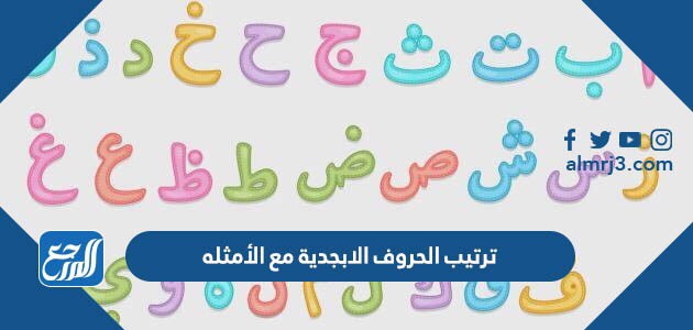 ترتيب الحروف الابجدية مع الأمثله