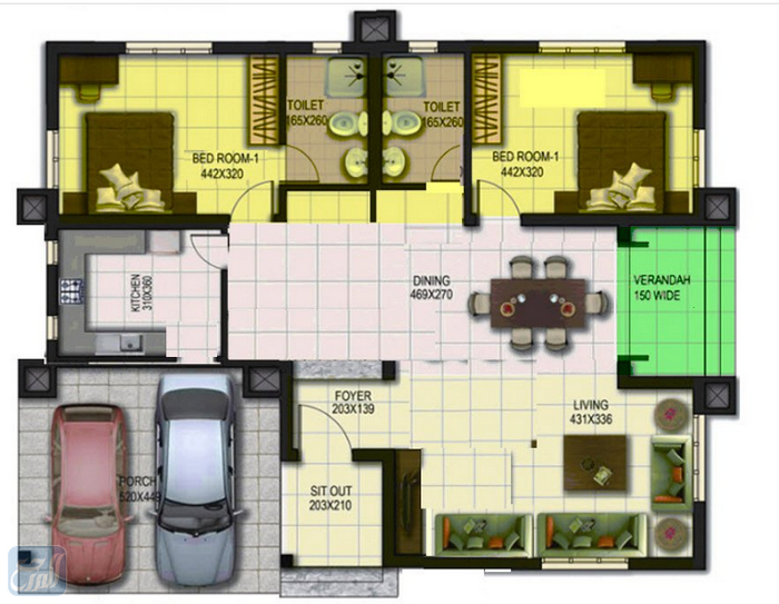 تصميم بيت امريكي دور واحد