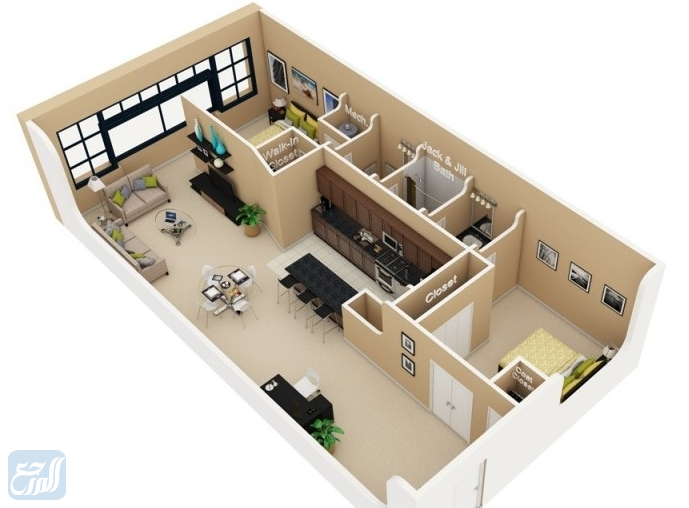 تصميم بيت امريكي دور واحد