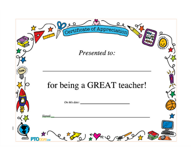 شهادة تقدير للمعلم بالانجليزي