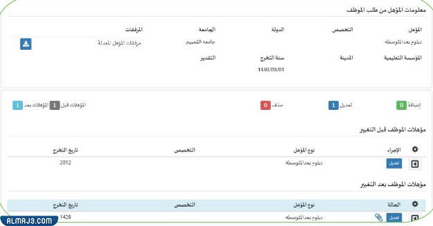 ما هي معلومات المؤهلات الوظيفية التي يمكن تحديثها من خلال بياناتي؟