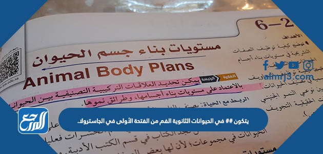 يتكون ## في الحيوانات الثانوية الفم من الفتحة الأولى في الجاسترولا.