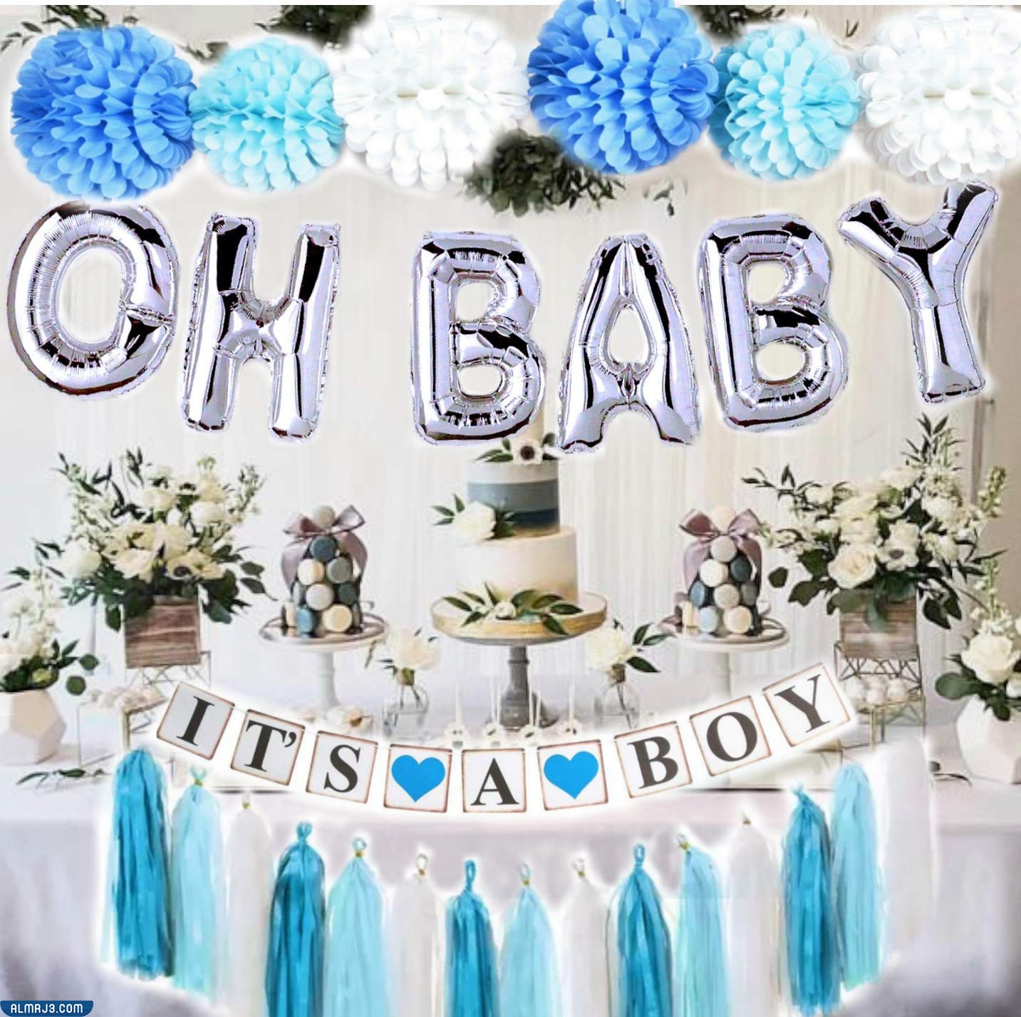 Baby boy reception table decoration