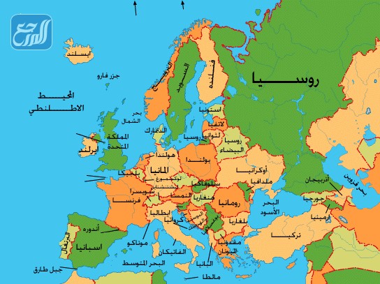 خريطة اوروبا عربي