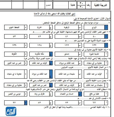 اختبار اجتماعيات ثاني متوسط ف1 1443