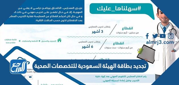تجديد بطاقة الهيئة السعودية للتخصصات الصحية 2026