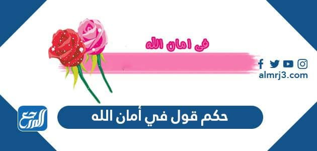 حكم قول في أمان الله