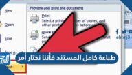 طباعة كامل المستند فأننا نختار أمر
