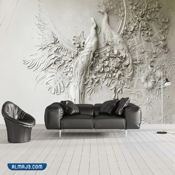 نماذج أوراق حوائط ثلاثية الأبعاد فنية