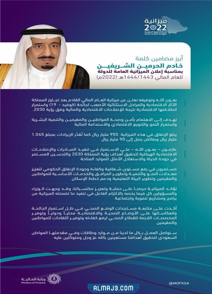 الإعلان عن الميزانية العامة للمملكة العربية السعودية لعام 2022
