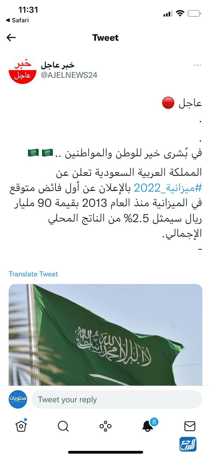 فائض العام القادم من الميزانية العامة للمملكة العربية السعودية