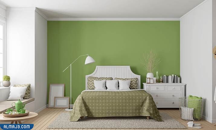 طلاء غرف النوم باللون الأخضر الفاتح والأبيض