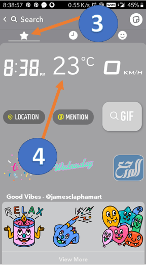 كيف اطلع درجة الحراره في السناب شات