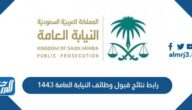 رابط نتائج قبول وظائف النيابة العامة 1443 pdf