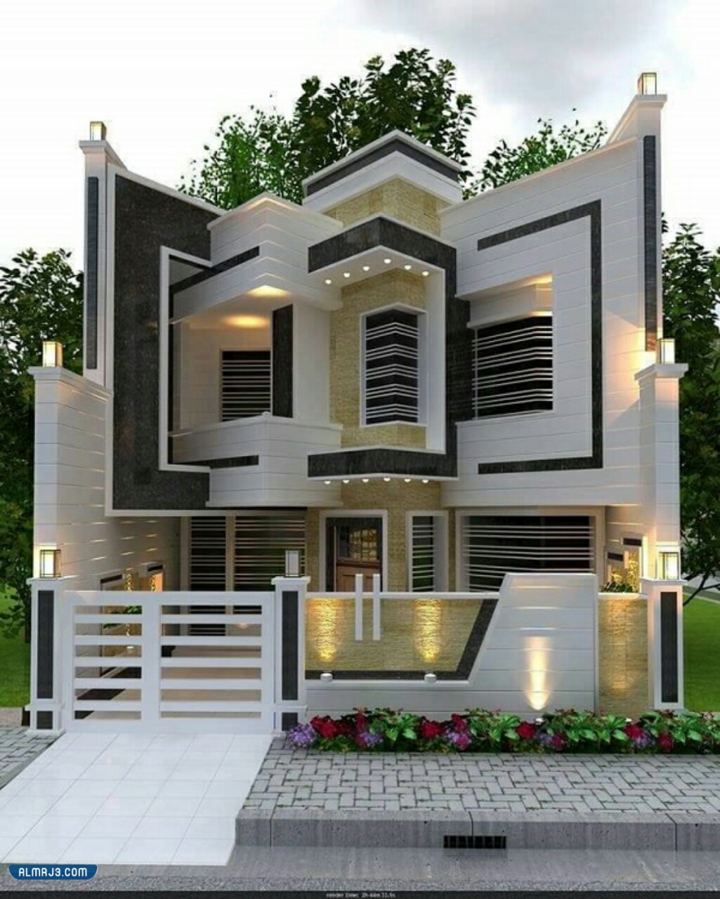 التصميم الثاني لواجهات منازل بيضاء