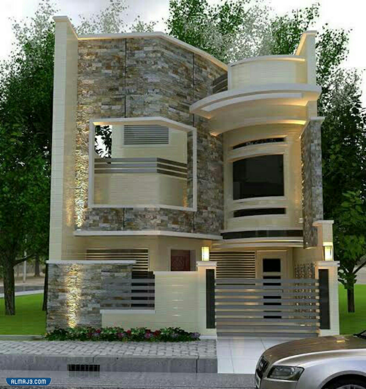 التصميم الرابع لواجهات منازل بيضاء