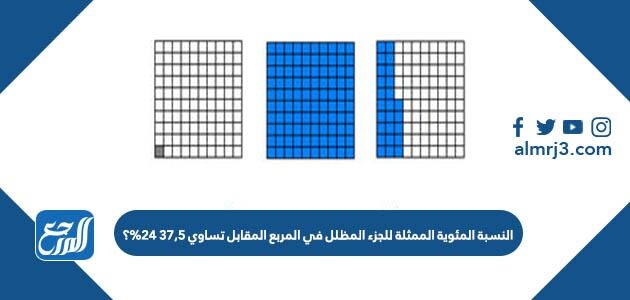 النسبة المئوية الممثلة للجزء المظلل في المربع المقابل تساوي ٣٧,٥ %24؟