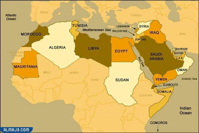 خريطة العالم العربي بالانجليزي
