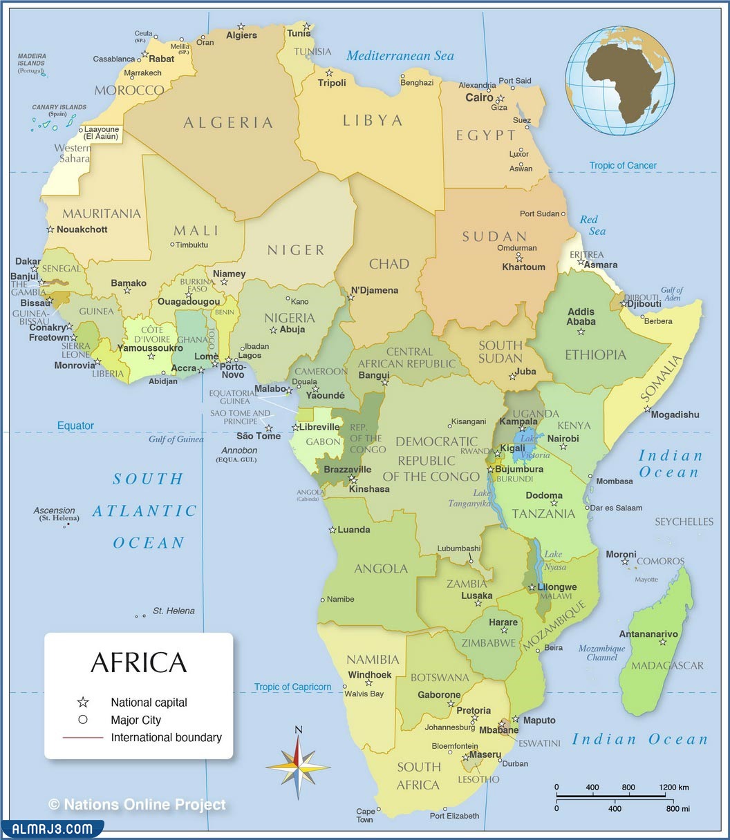 خريطة القارة الإفريقية ودولها
