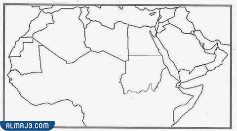 خريطة الوطن العربي كاملة بالأبيض والأسود